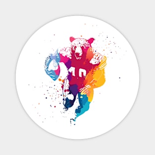 Grizzly Bear American Football Player Watercolor Magnet